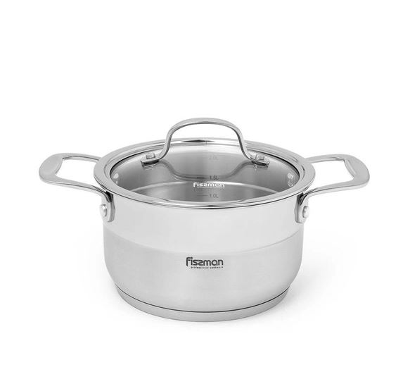 Saucepan NORDIA 16x9 cm/1,8 l with glass lid Fissman FS5371
