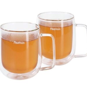 Set of 2 LUNGO 300 ml double-walled mugs (glass) Fissman FS6442