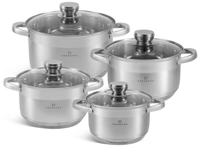 Edenberg 8-piece stainless steel pan set EB-4032