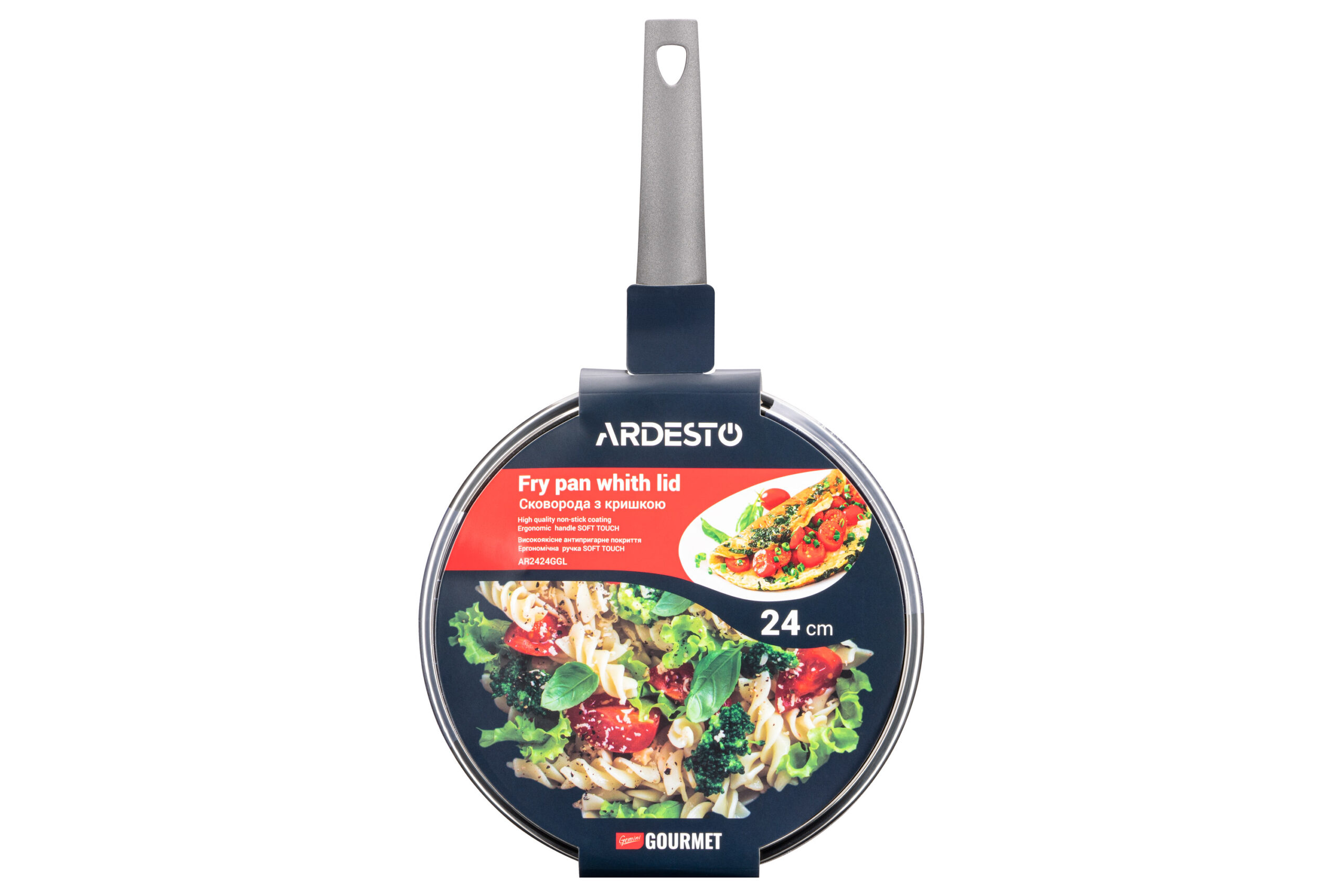 Deep frying pan Ardesto Gemini Gourmet Apulia with lid 24 cm, gray, aluminum AR2424GGL - Image 4