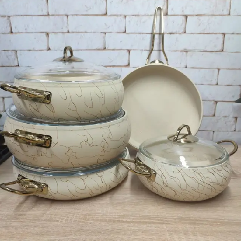 Набор посуды 9 предметов OMS 3055-Ivory/Gold