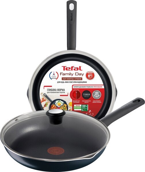 Frying pan with lid Tefal Family Day, 24 cm, aluminum, Bakelite, glass, black B5660453UA