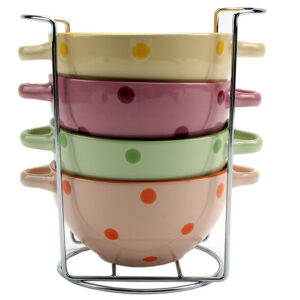 Set of bowls 4 squares on a stand 440 ml Peas MIX 00088330