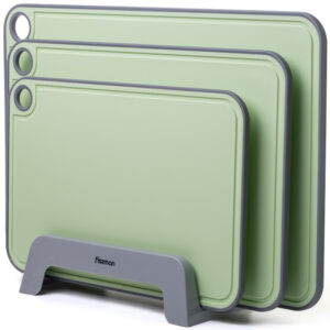 Set of 3 cutting boards 41x28, 36x24, 31x20, color GREEN (plastic+TPR) Fissman FS8056