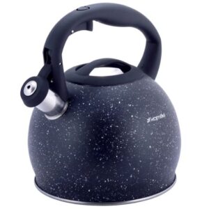 Чайник 3 л из нержавеющей стали со свистком и ручкой soft touch KM-1074BL
