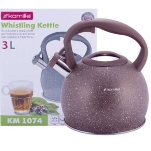 Чайник 3 л из нержавеющей стали со свистком и ручкой soft touch KM-1074BRW