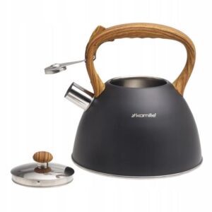 Чайник 3 л з нержавіючої сталі зі свистком та ручкою soft touch чорний KM-0854