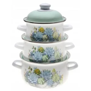 Set of three enamelled pots by Edenberg EB-1886