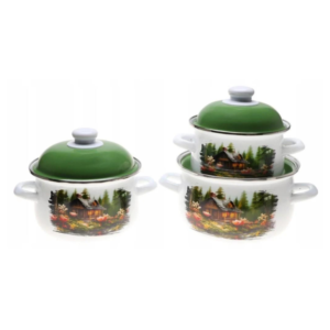 Set of three enamelled pots by Edenberg EB-1889