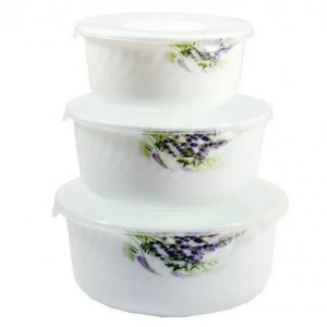 Set of 3-piece salad bowls (14*16*19) with lids 6808/ S Lavender 00093946