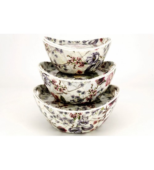 Set of melamine dishes (bowl + tray) 6 pcs A-Plus 0599