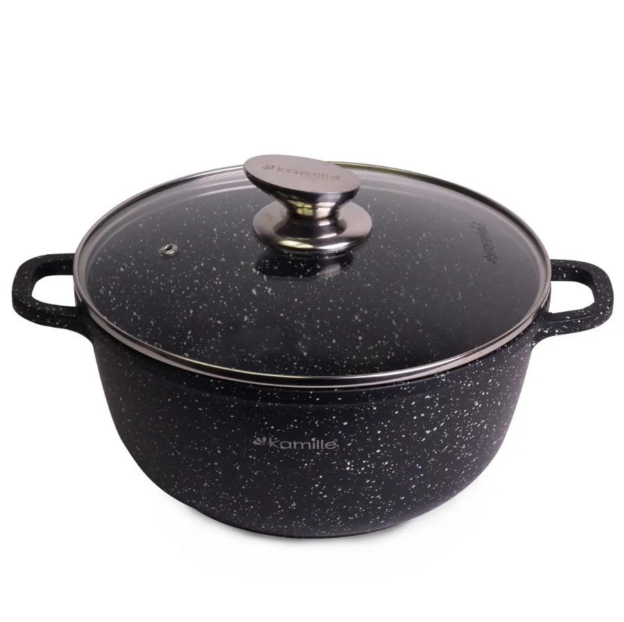 22 L cast aluminium saucepan with lid and non-stick coating, Kamille KM-4484