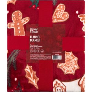 Ardesto Christmas Flannel Throw 160x200cm, 100% polyester, gingerbread houses ART0121PB